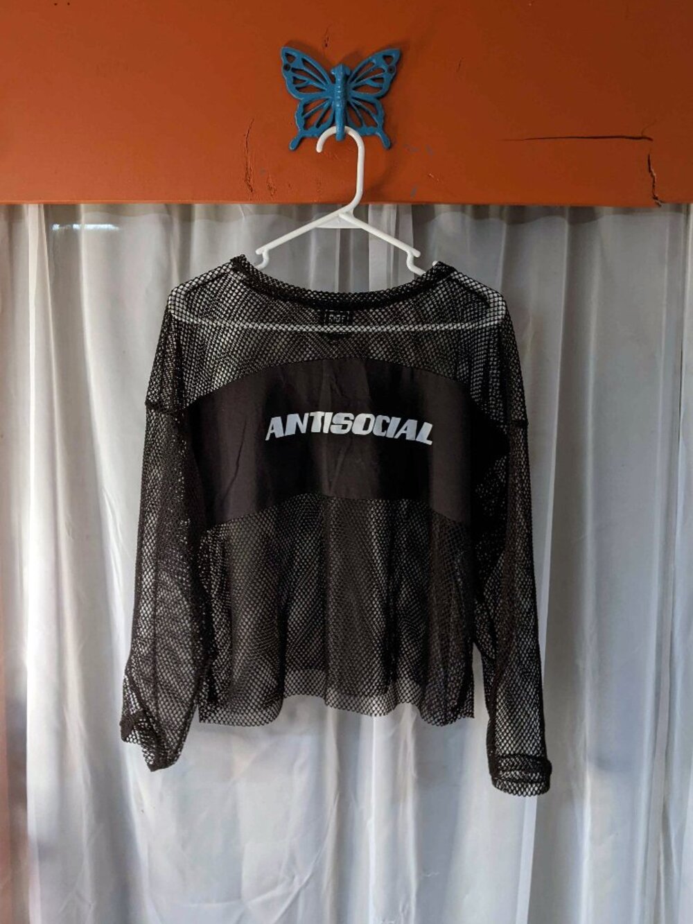 Riot Queen Antisocial Fishnet mesh shirt! Size L!